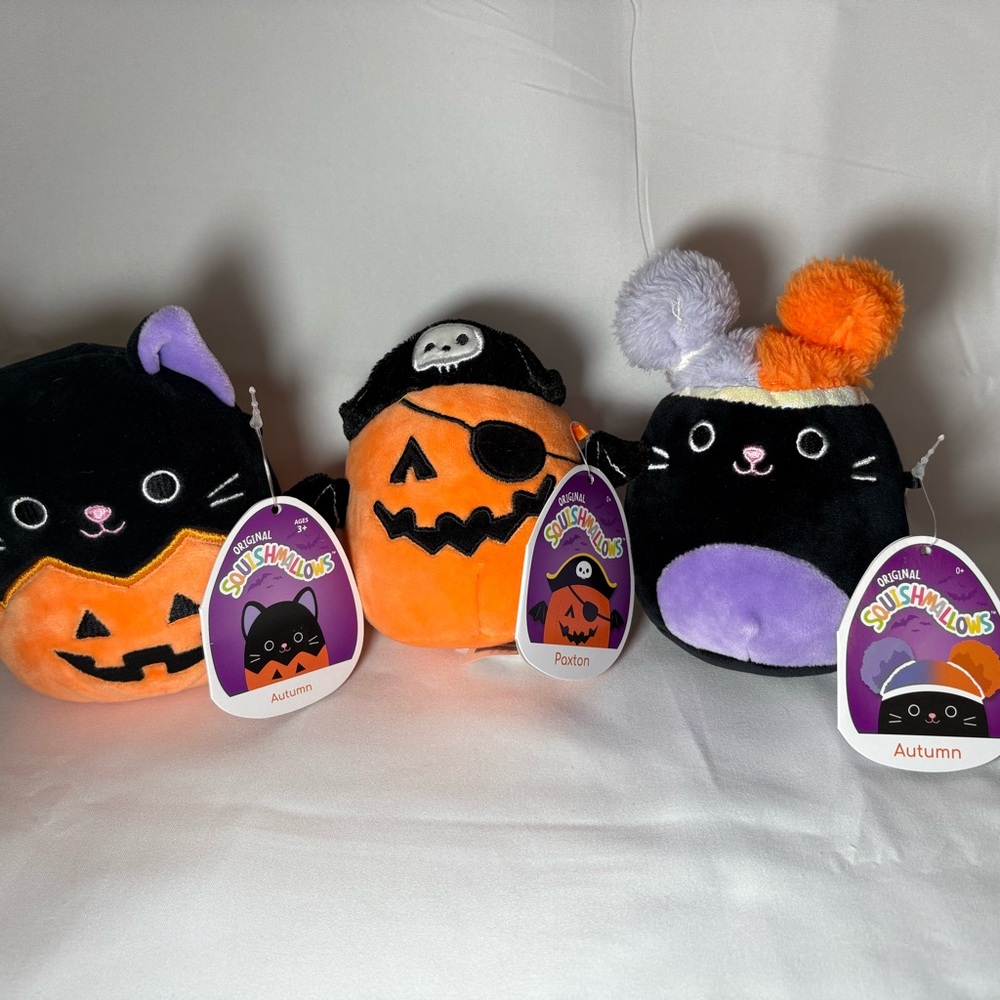 NWT Squishmallows Halloween Trio - Black, Orange, Purple